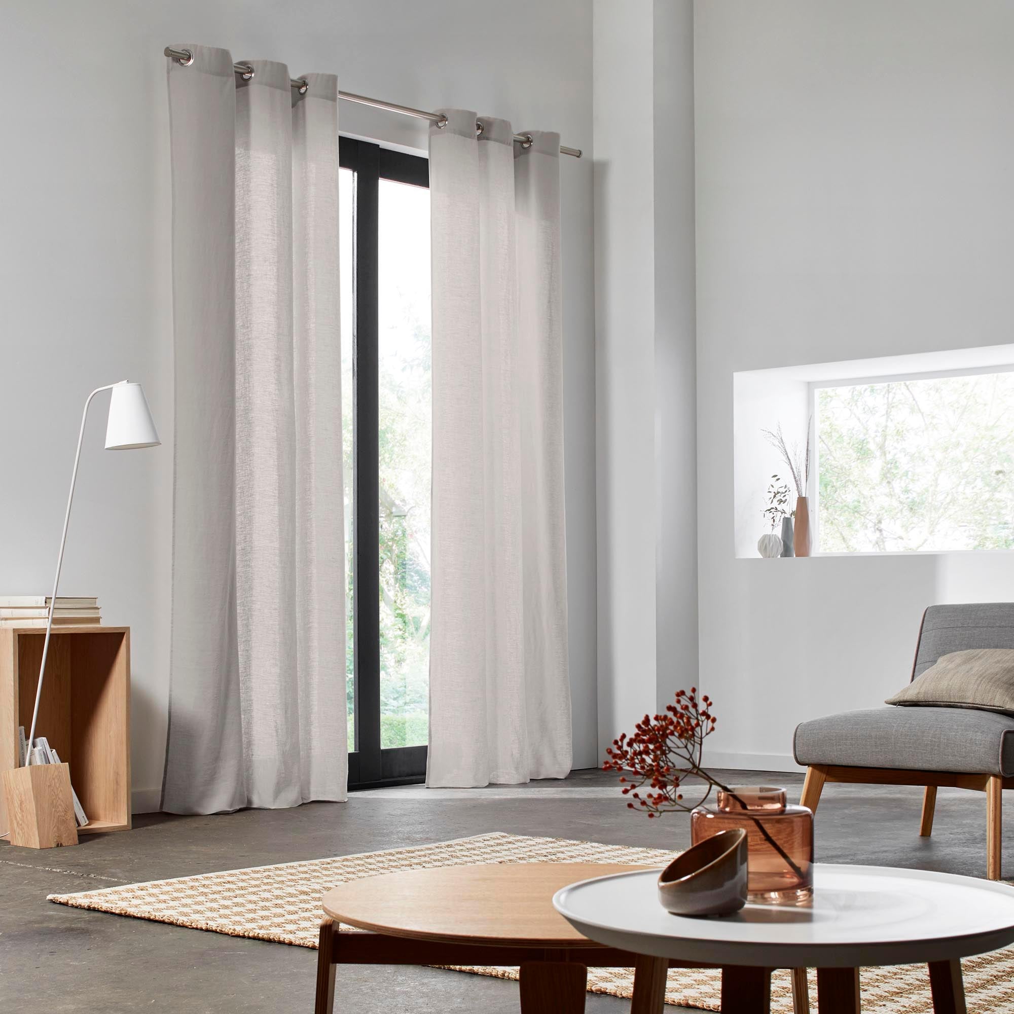 Rideau à oeillets argentés CARLINA calcaire