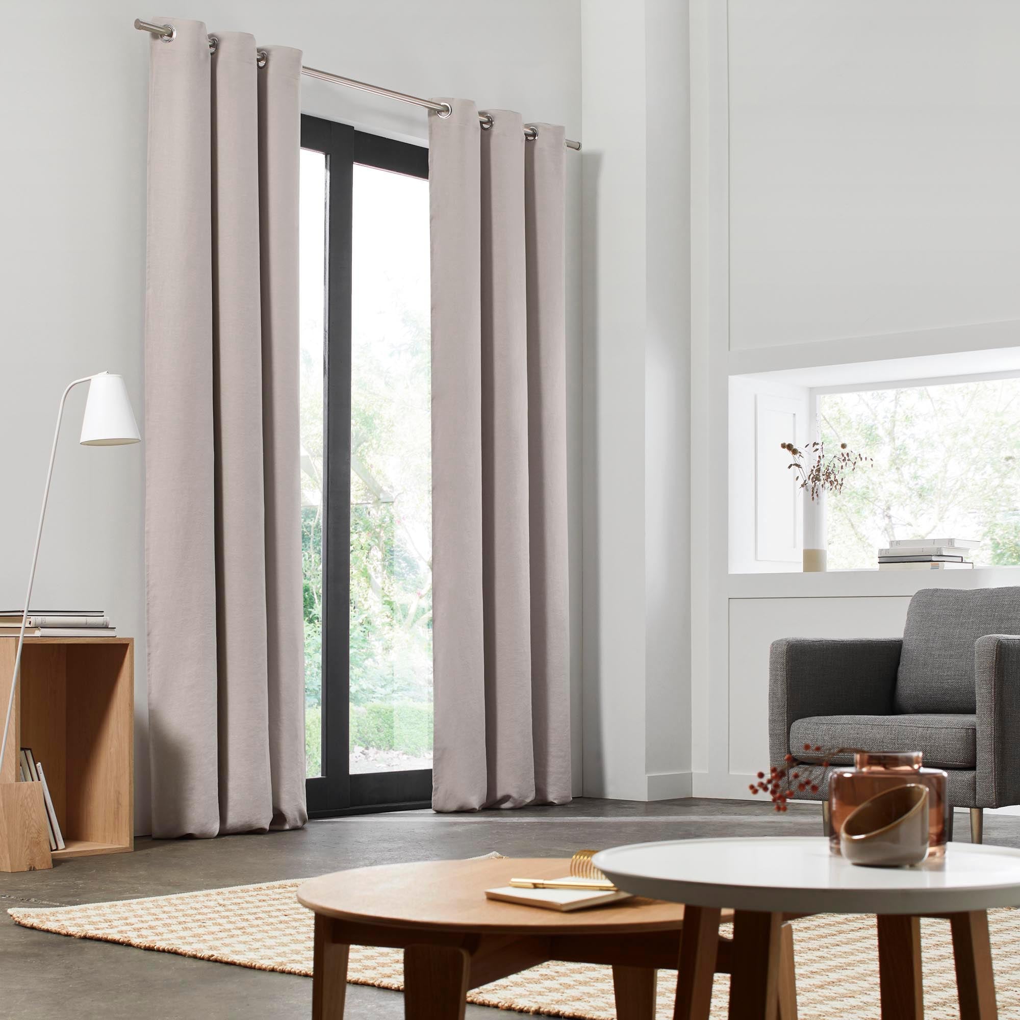 Rideau oeillets doublé occultant CARLINA calcaire